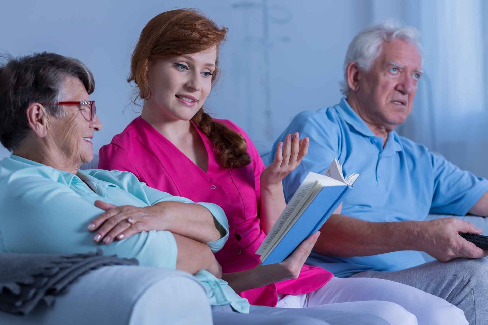 A comfortable, home-like common space at ADL Assisted Living